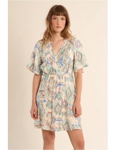 VESTIDO CORTO ESTAMPADO ÉTNICO
